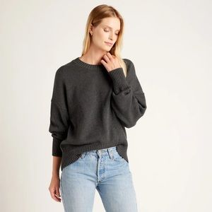 Organic Cotton Boyfriend Crew Sweater Charcoal NWT XL, somewhat of a cropped fit